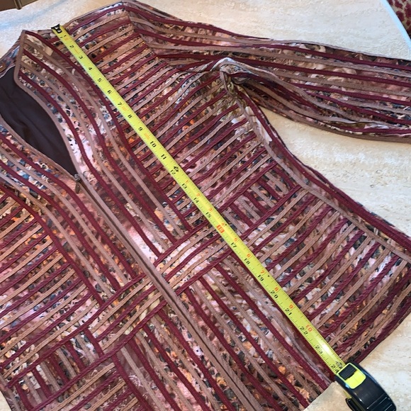 OBSTINEE by IKA blazer, maroon ribbon, tan/brown iridescent fabric, zips. M EUC - Picture 15 of 17